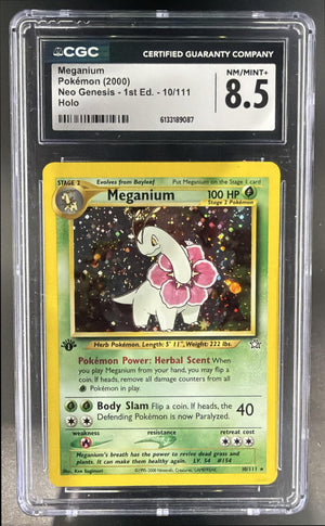 2000 Pokemon Neo Genesis 1st Edition Meganium #10/111 Holo CGC 8.5