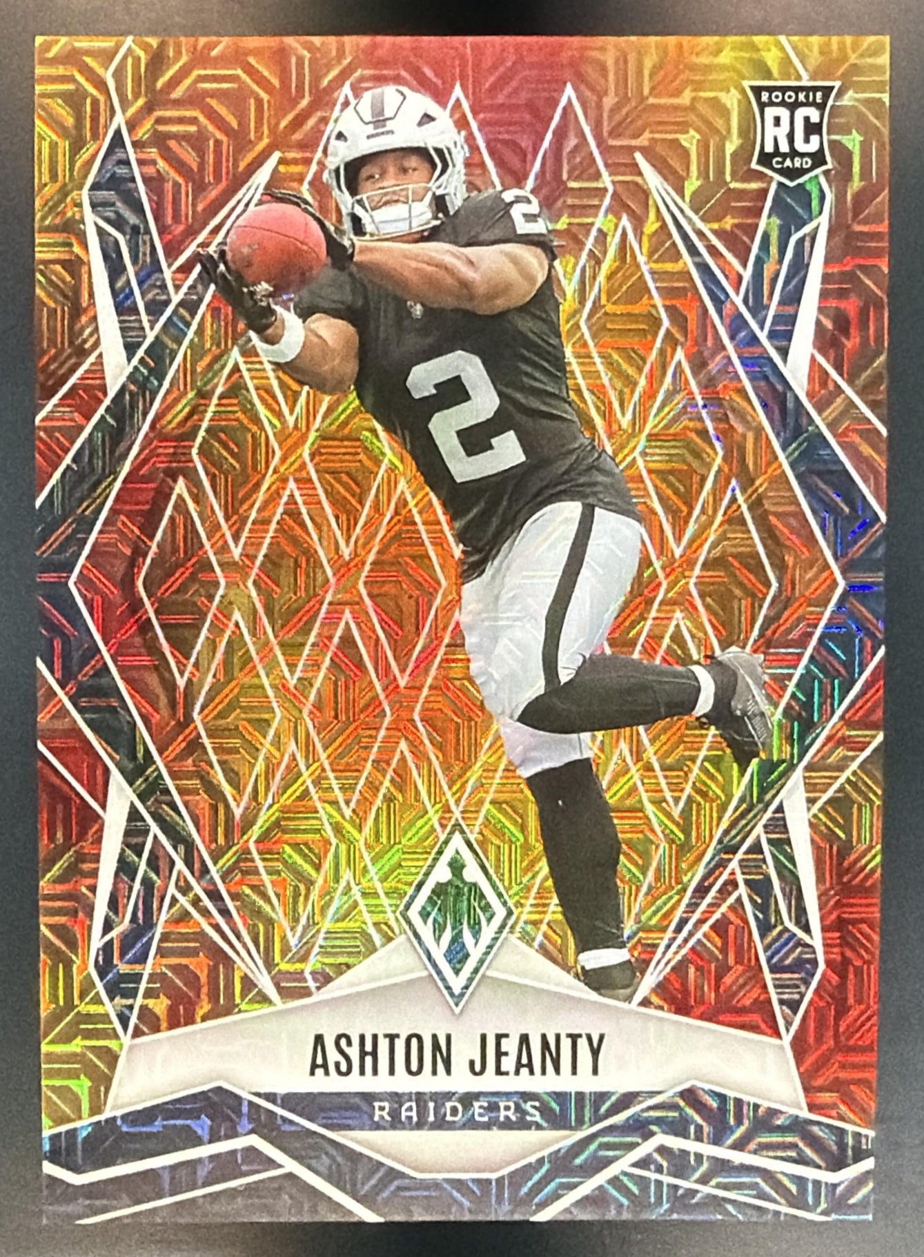 2025 Panini Phoenix Ashton Jeanty #158 Fire Burst Prizm 104/350 RC Raiders — front