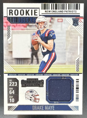 2024 Panini Contenders Drake Maye Rookie Ticket Swatches Variation MEM RC VAR