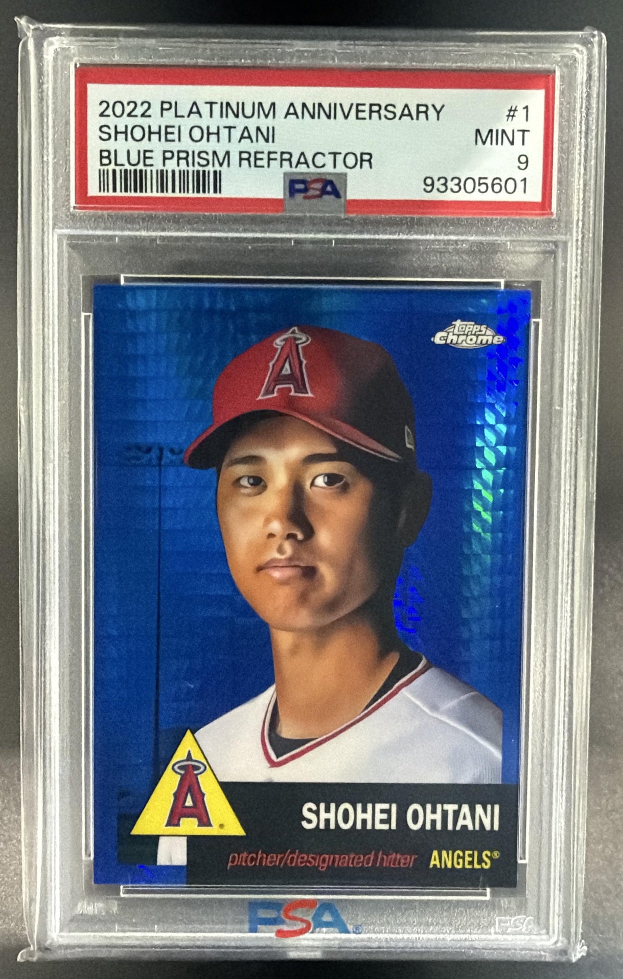 2022 Topps Chrome Platinum Anniversary Shohei Ohtani Blue Prism Refractor PSA 9 — front