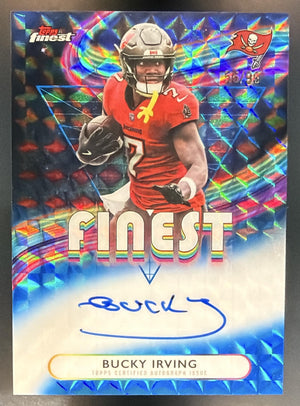 2025 Topps Finest Bucky Irving #FA-BI Auto Blue Geometric Refractor /99