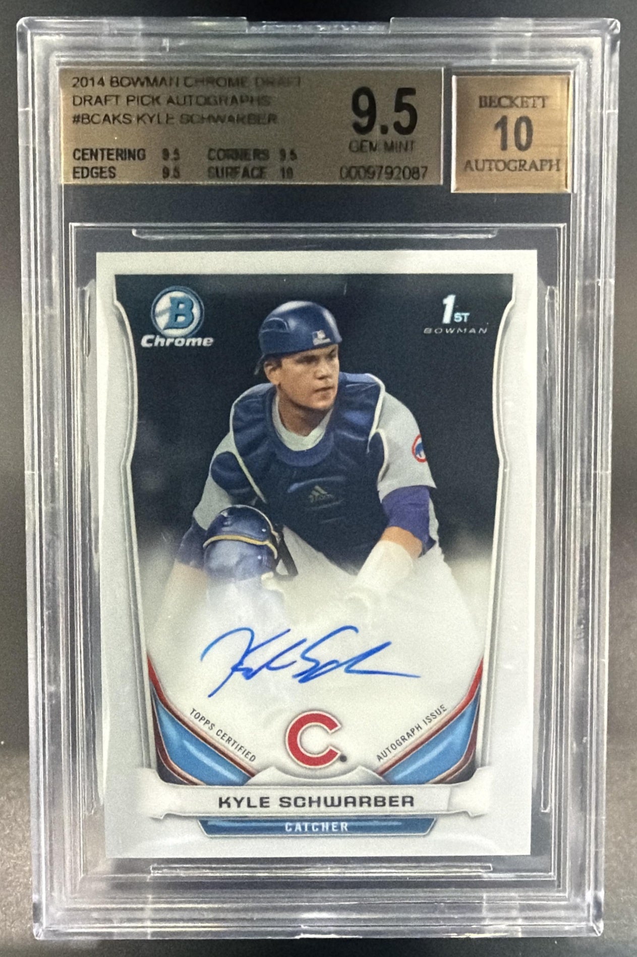 2014 Bowman Draft Kyle Schwarber 1st #BCA-KS Chrome Pick Auto Cubs BGS 9.5 — front