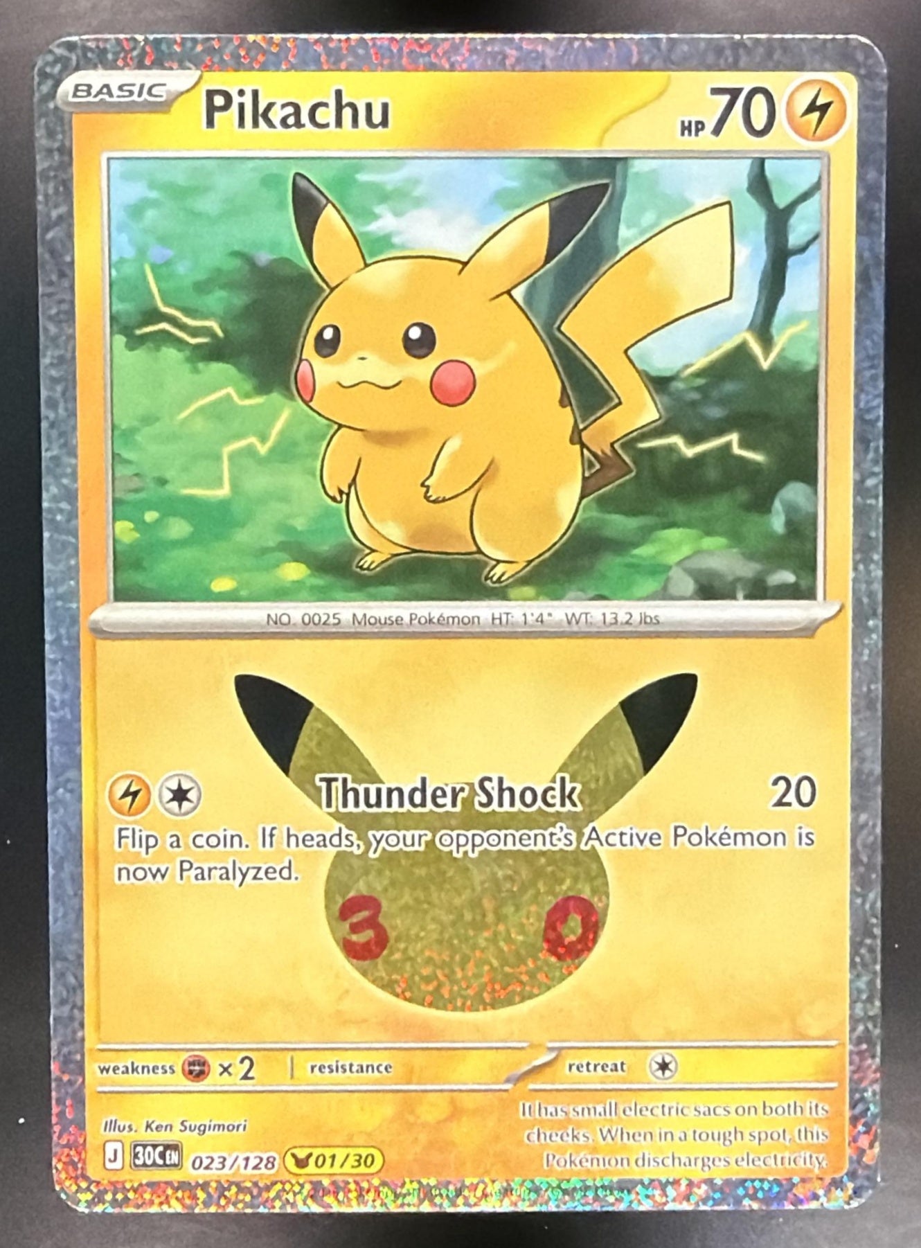 2026 Pokemon 30th Celebration Pikachu #023/128 Rare — front