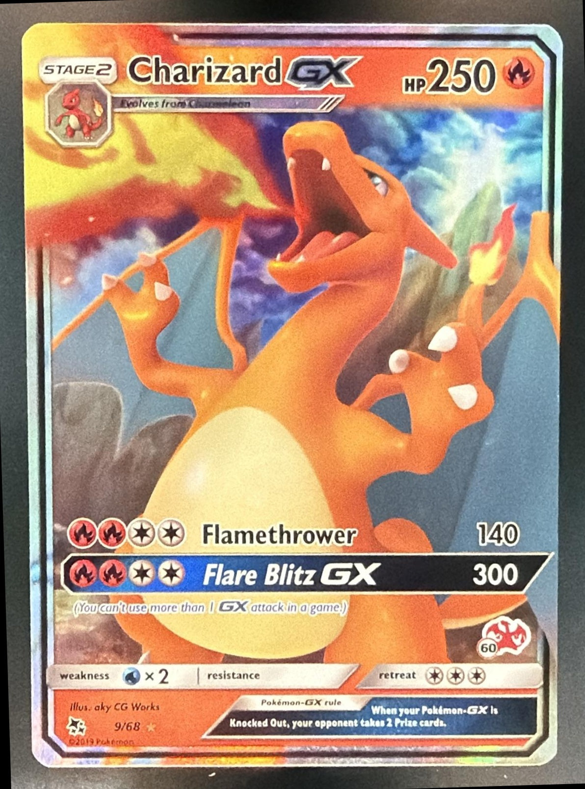 2019 Pokemon SM Hidden Fates Charizard GX #9/68 — front
