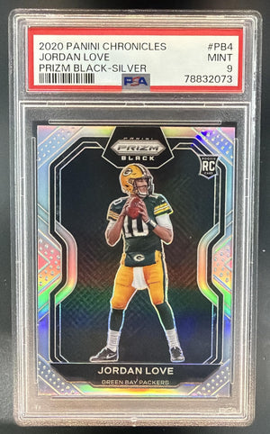 2020 Panini Chronicles Jordan Love #PB-4 Prizm Black Silver RC Packers PSA 9