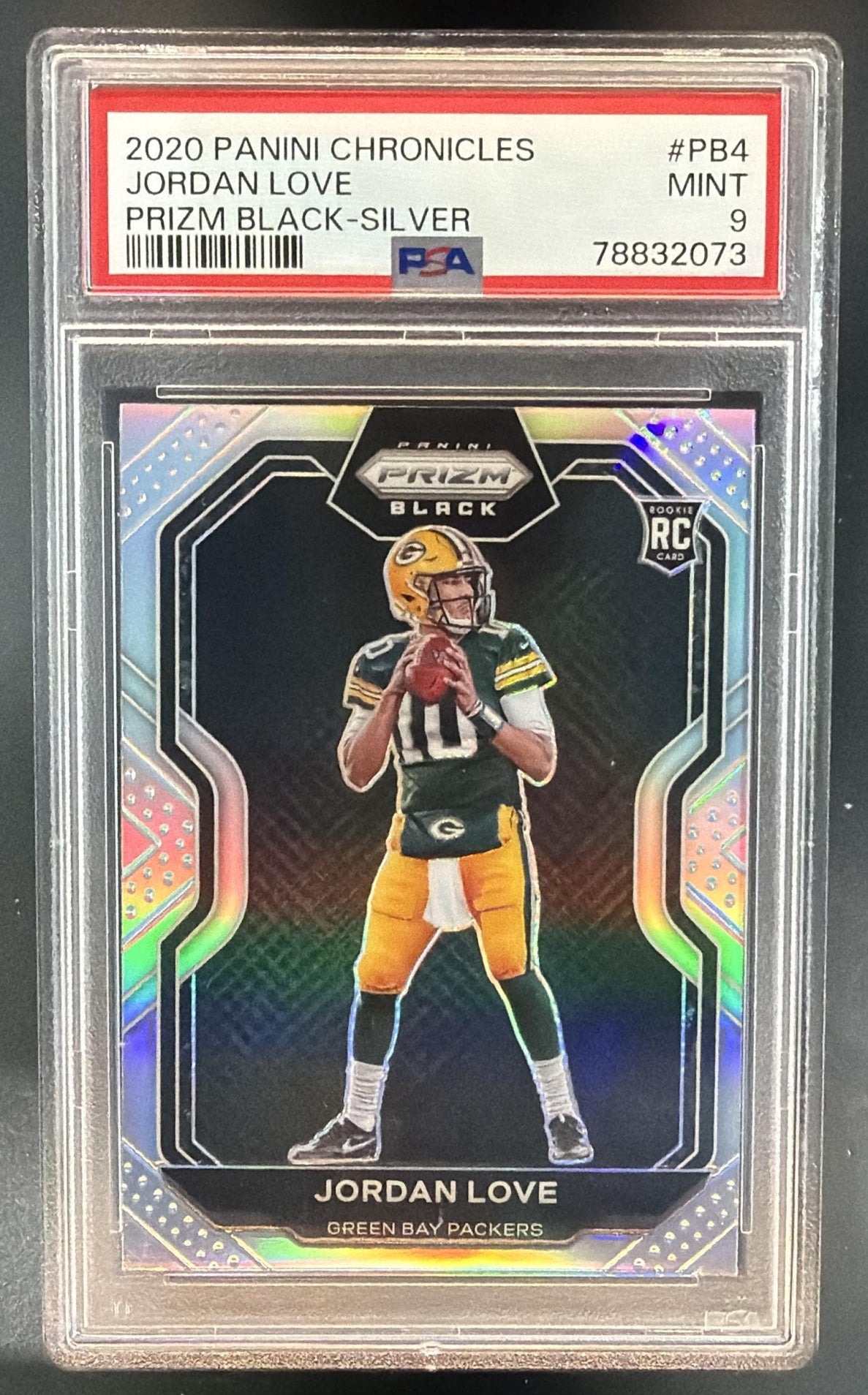 2020 Panini Chronicles Jordan Love #PB-4 Prizm Black Silver RC Packers PSA 9 — front