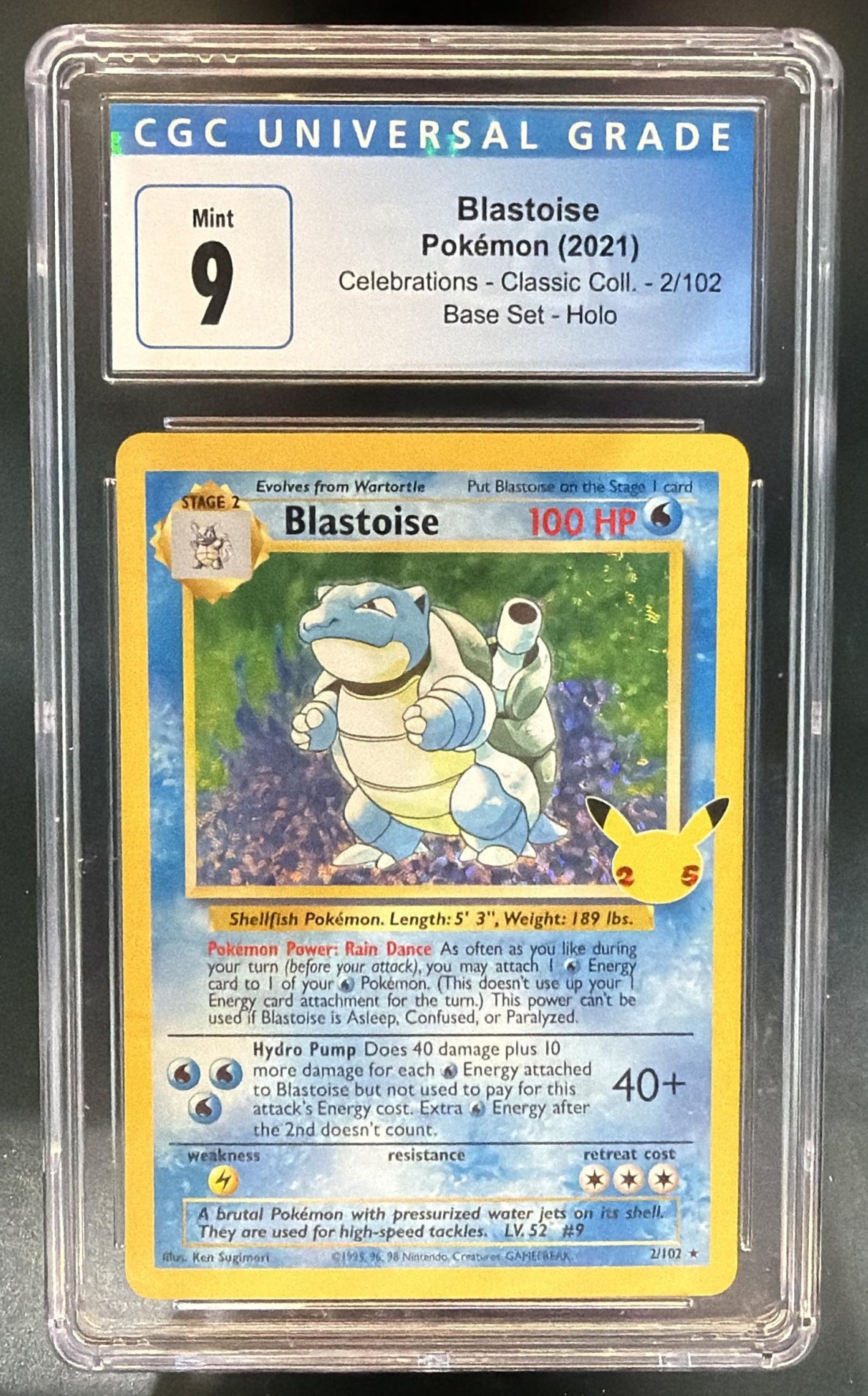 2021 Pokemon Celebrations Blastoise #2/102 Classic Collection CGC 9 — front