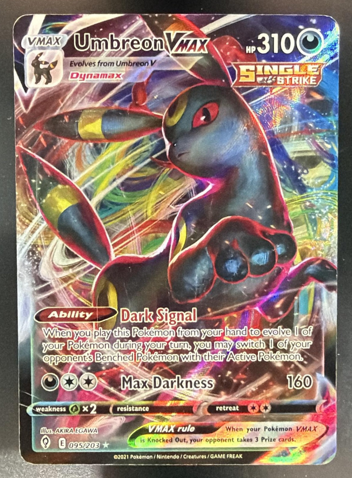 2021 Pokemon Sword & Shield Evolving Skies Umbreon VMAX #095/203 — front