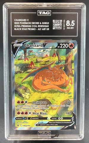 Pokemon Sword & Shield Black Star Promos Charizard V #SWSH260 2022 TAG 8.5