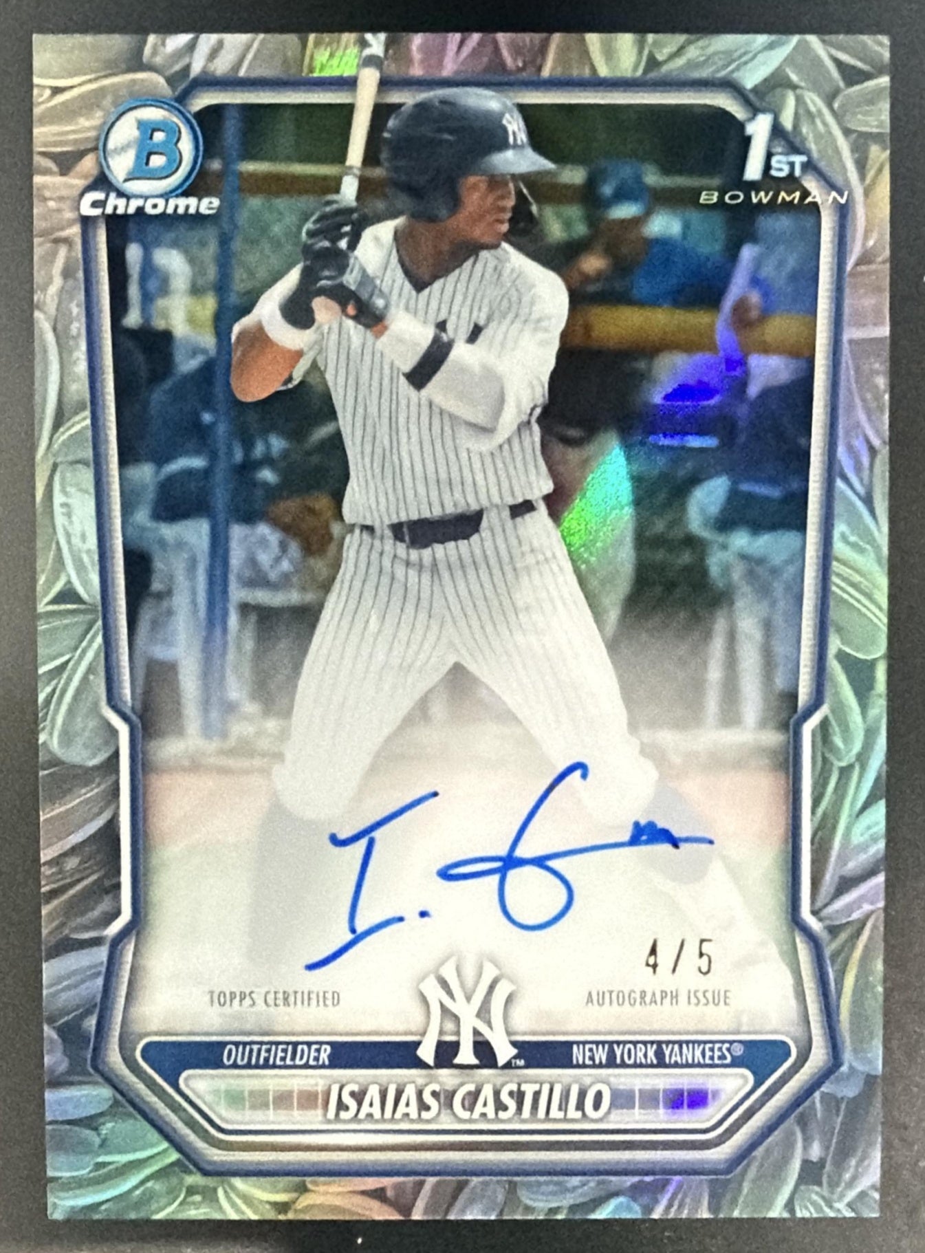 2026 Bowman Chrome Isaias Castillo Auto Sunflower Seeds Refractor /5 1st SSP — front