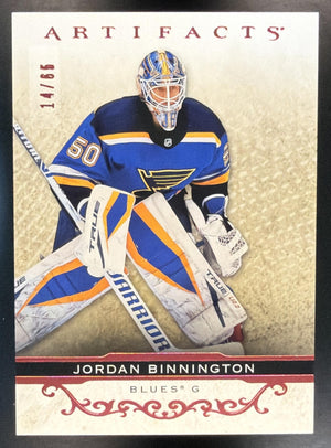 2021-22 Upper Deck Artifacts Jordan Binnington #33 Rose 14/65 Blues