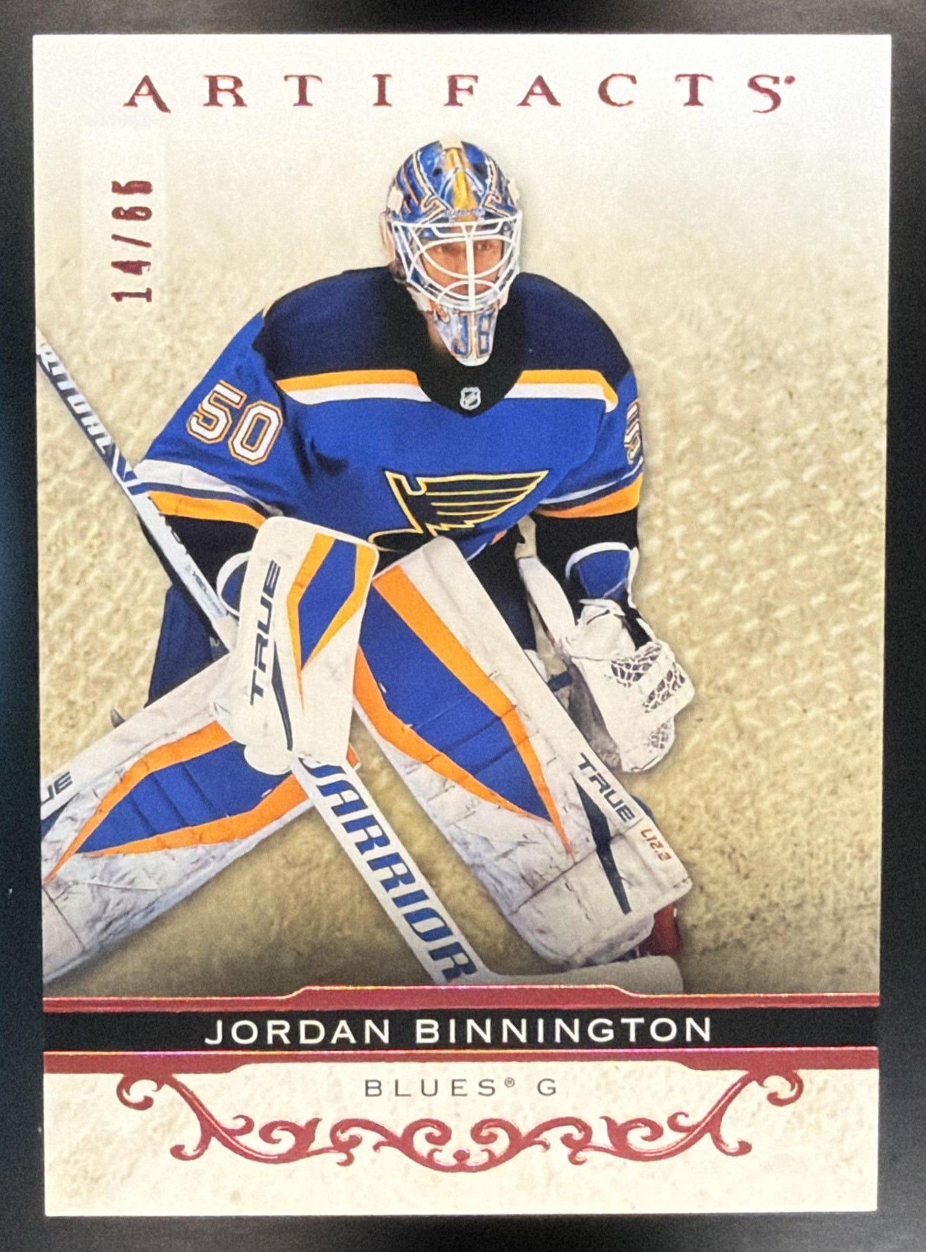 2021-22 Upper Deck Artifacts Jordan Binnington #33 Rose 14/65 Blues — front