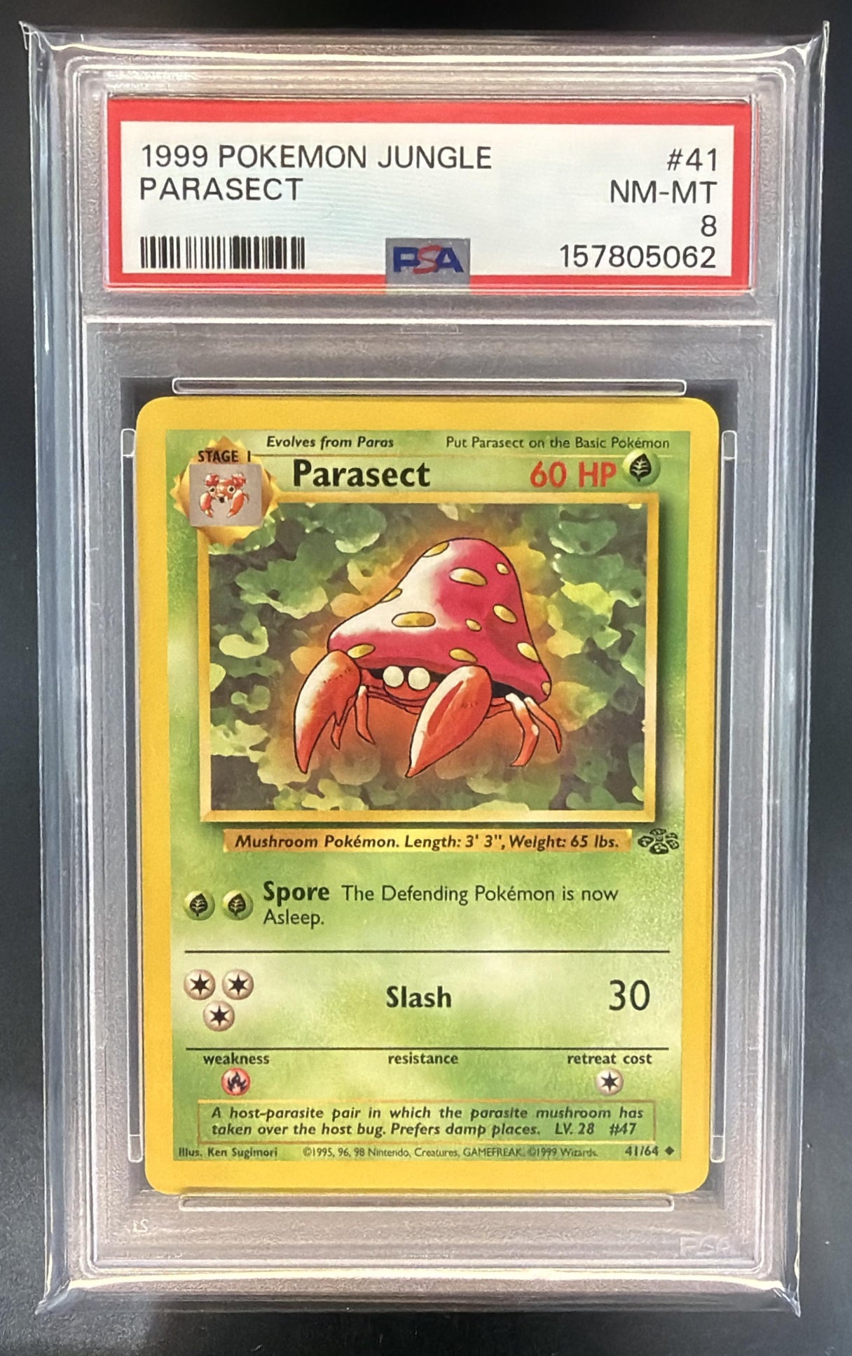 1999 Pokemon Jungle Parasect #41/64 PSA 8 — front
