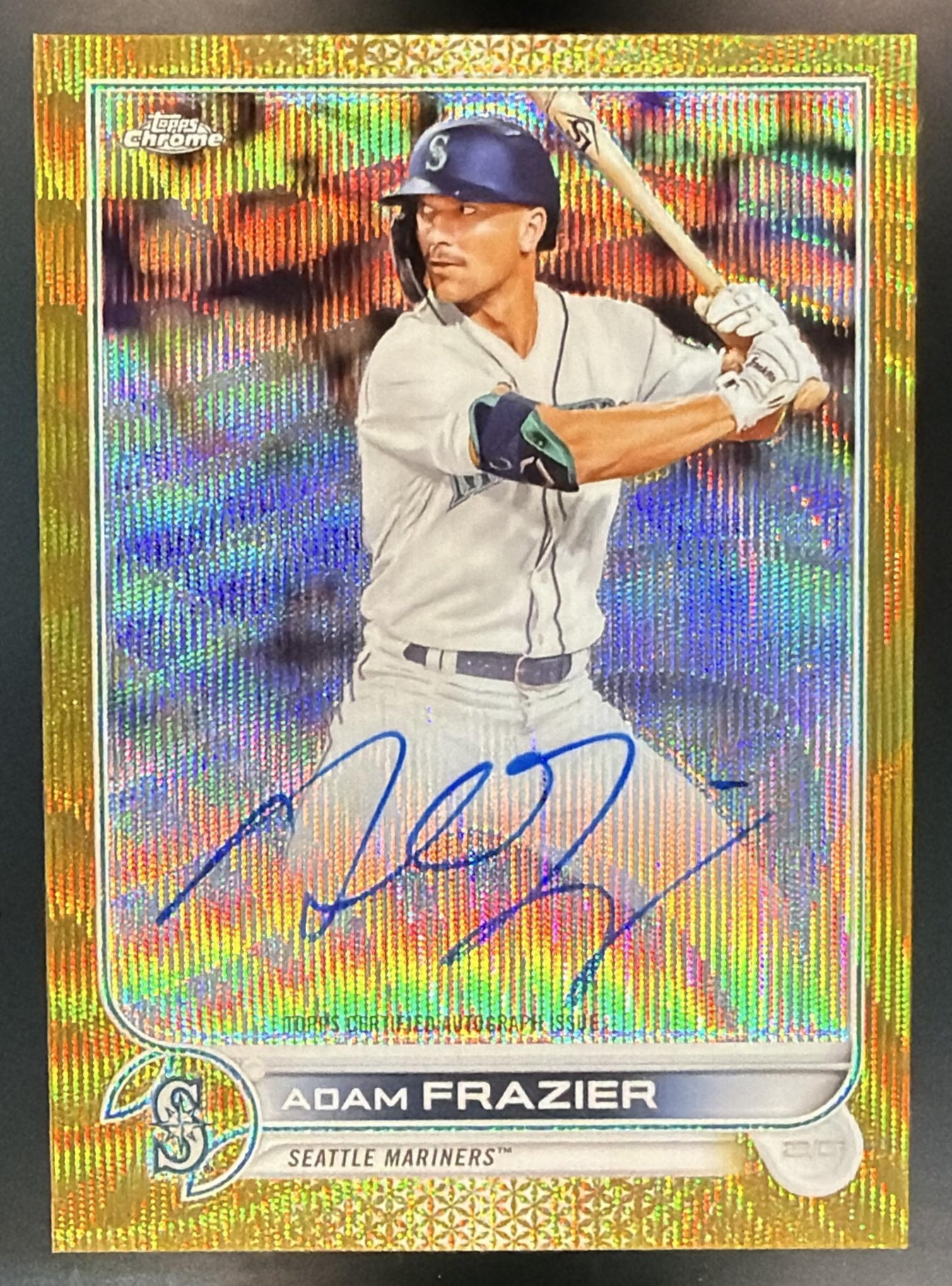 2022 Topps Chrome Adam Frazier #CVA-AF Veteran Auto Gold Wave Refractor /50 — front