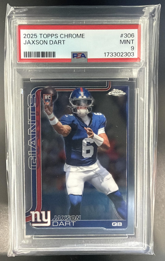 2025 Topps Chrome Jaxson Dart #306 Rookie RC Giants PSA 9 — front