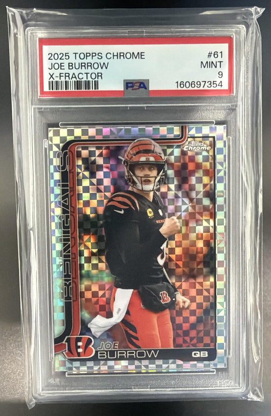 2025 Topps Chrome Joe Burrow #61 X-Fractor Bengals PSA 9 — front