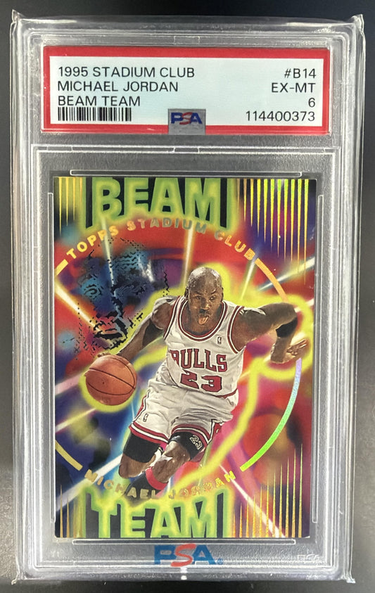 1995-96 Topps Stadium Club Michael Jordan #B14 Beam Team Bulls PSA 6 — front
