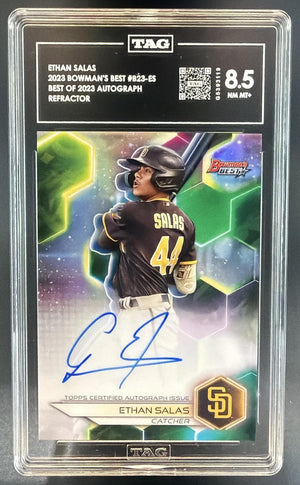 2023 Bowman's Best Ethan Salas Best of 2023 Auto Auto RC Padres TAG 8.5