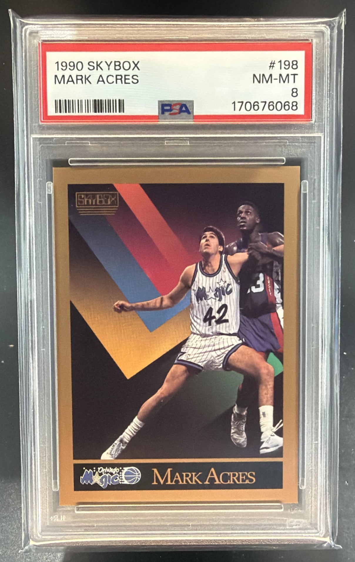 1990-91 Skybox Mark Acres #198 Magic PSA 8 — front