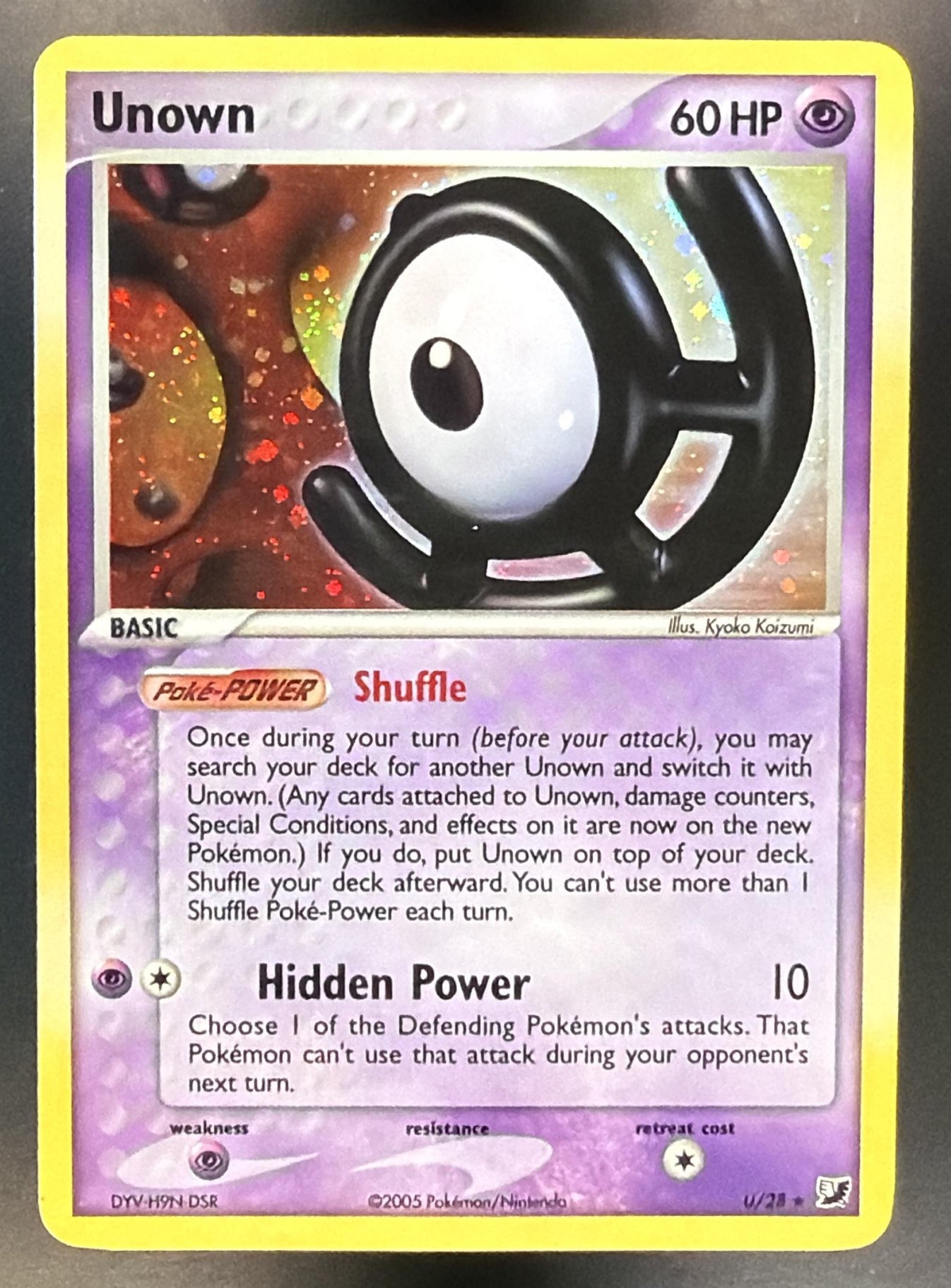 2005 Pokemon EX Unseen Forces Unown #U /28 Holo — front