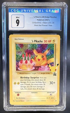 2021 Pokemon Sword & Shield Celebrations Birthday Pikachu #24 Classic CGC 9