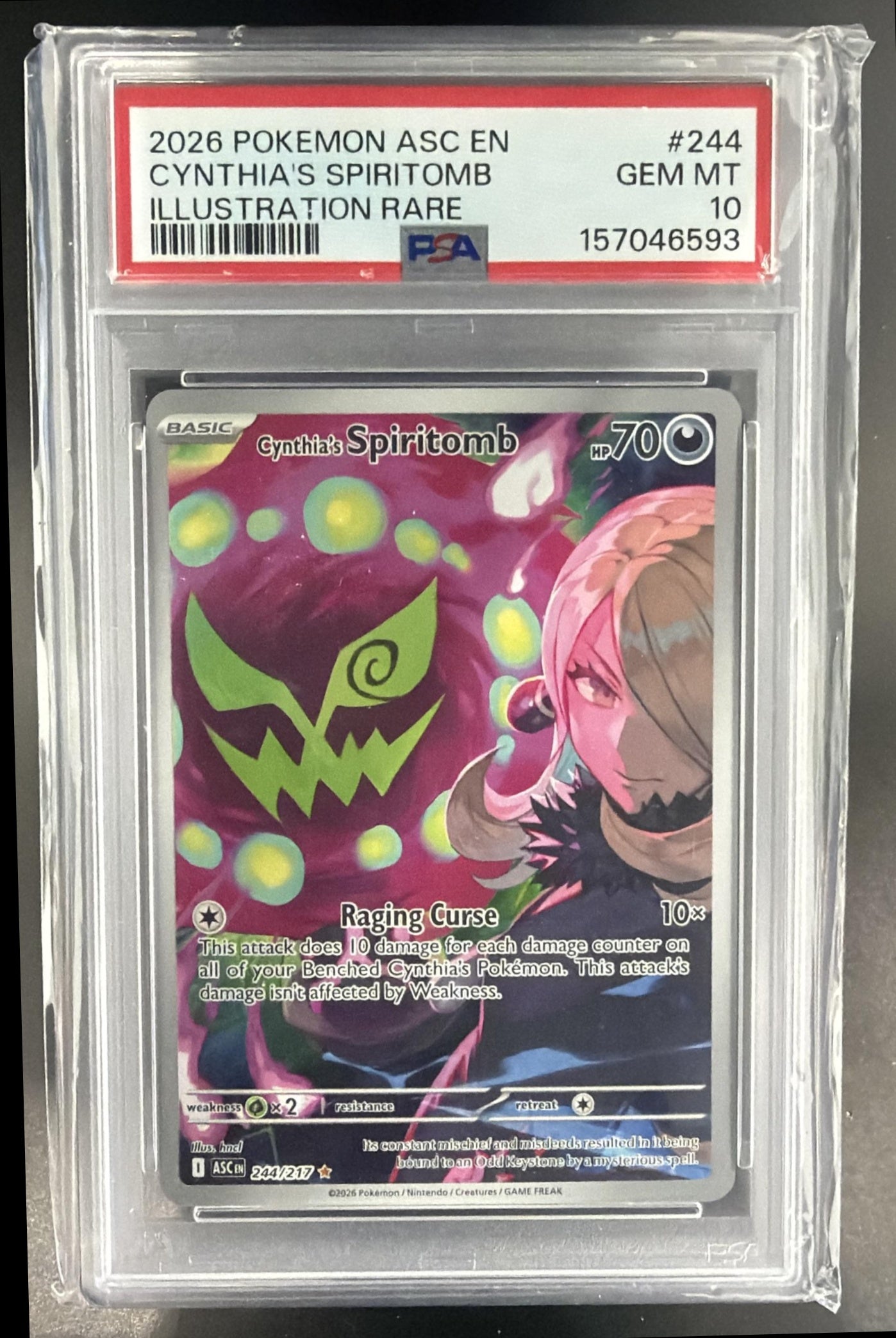 2026 Pokemon Ascended Heroes Cynthia's Spiritomb #244/217 Rare PSA 10 — front