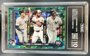 2025 Topps AL Leaders Judge, Santander, Soto Green Foilboard /99 TAG 10