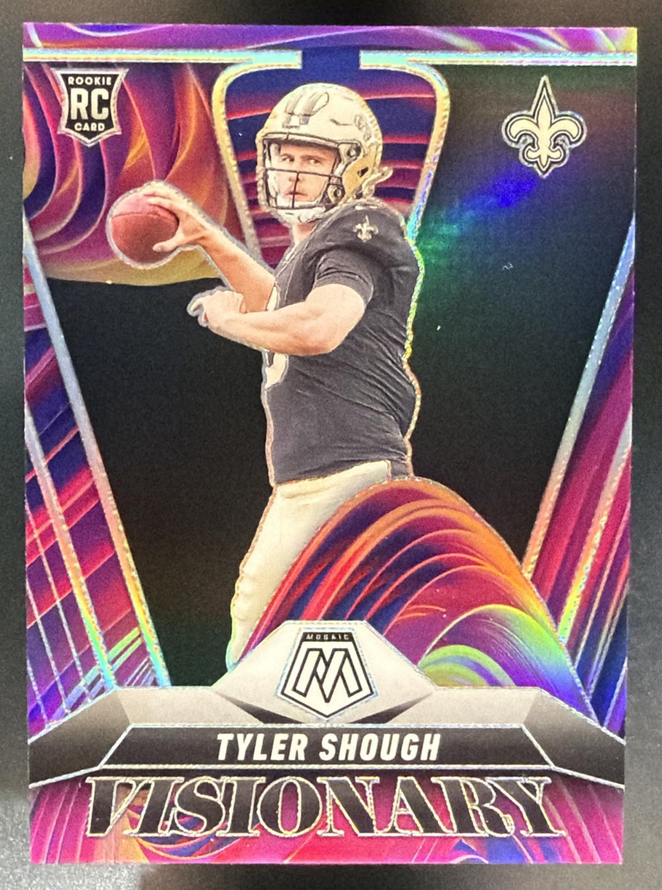 2025 Panini Mosaic Tyler Shough #17 Visionary RC Saints — front