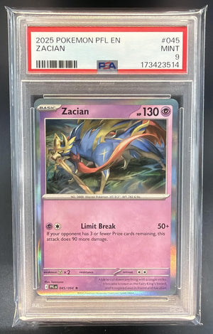 2025 Pokemon Phantasmal Flames Zacian #045/094 Rare PSA 9
