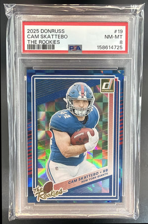 2025 Panini Donruss Cam Skattebo #19 The Rookies RC Giants PSA 8