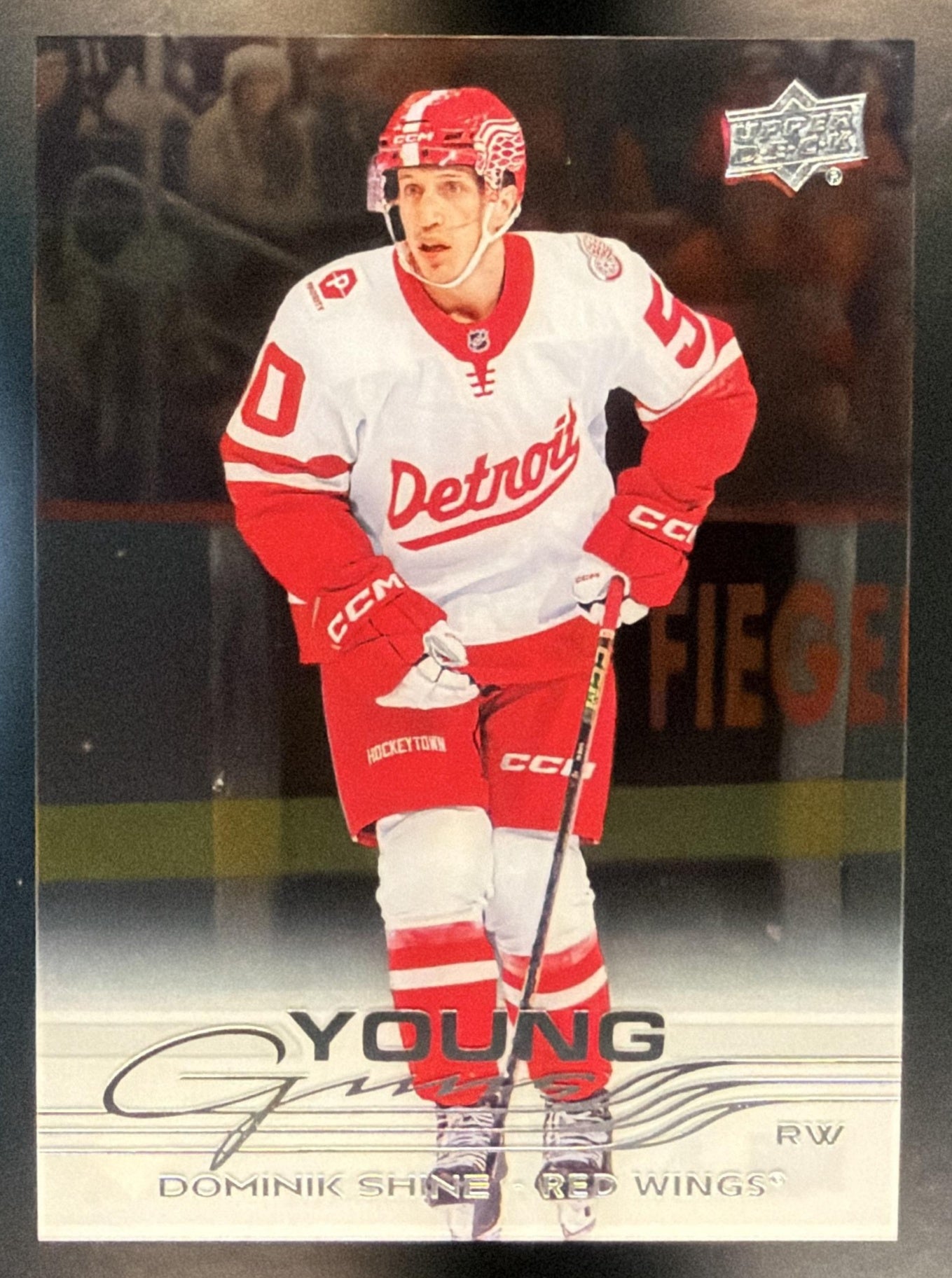 2025-26 Upper Deck Series 1 Dominik Shine #234 Clear Cut Young Guns RC Red Wings — front