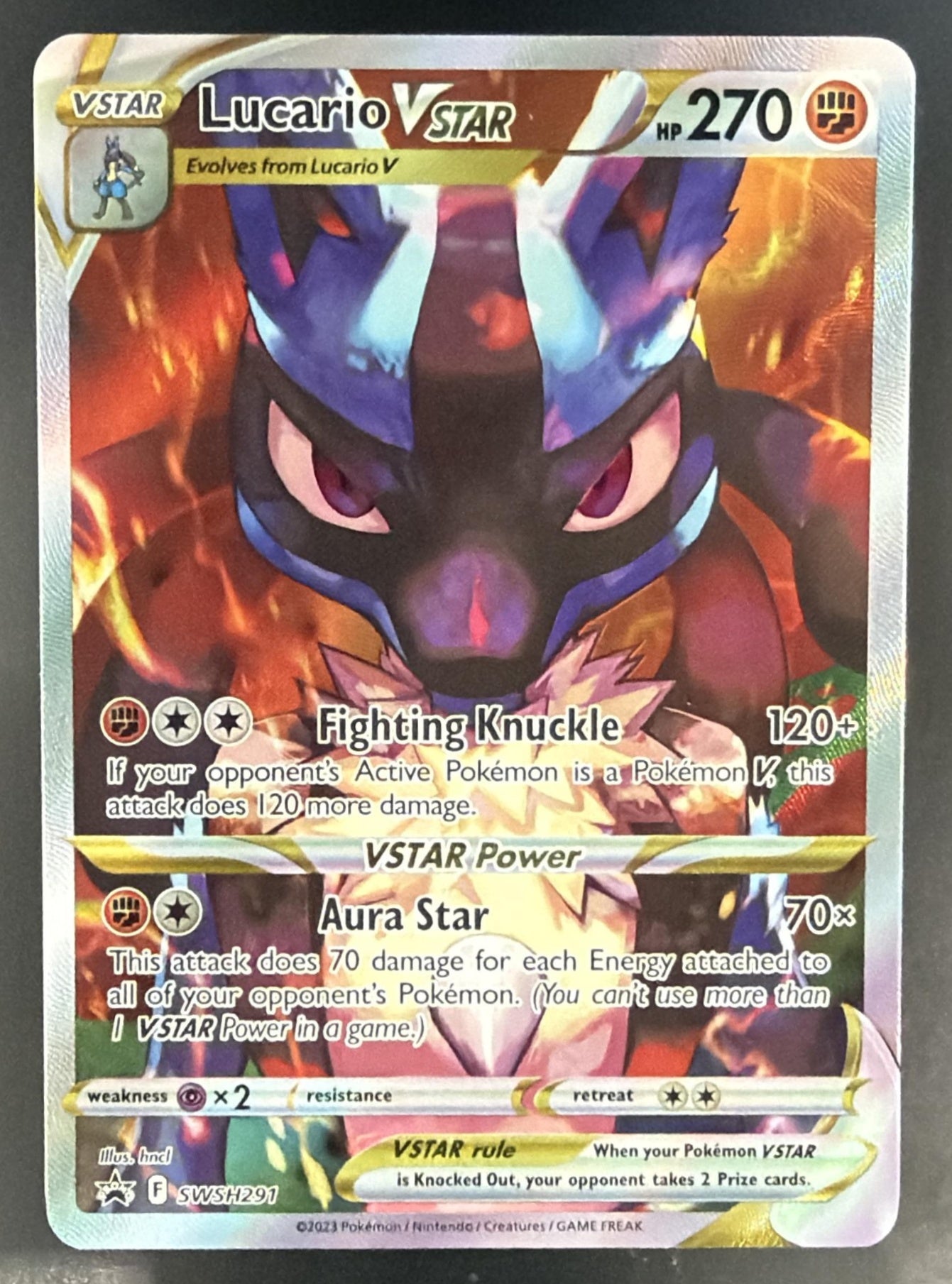 Pokemon Sword & Shield Black Star Promos Lucario VST #SWSH291 2022 — front