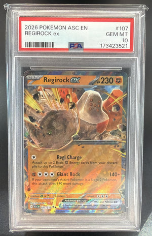2026 Pokemon Ascended Heroes Regirock ex #107/217 Double Rare PSA 10