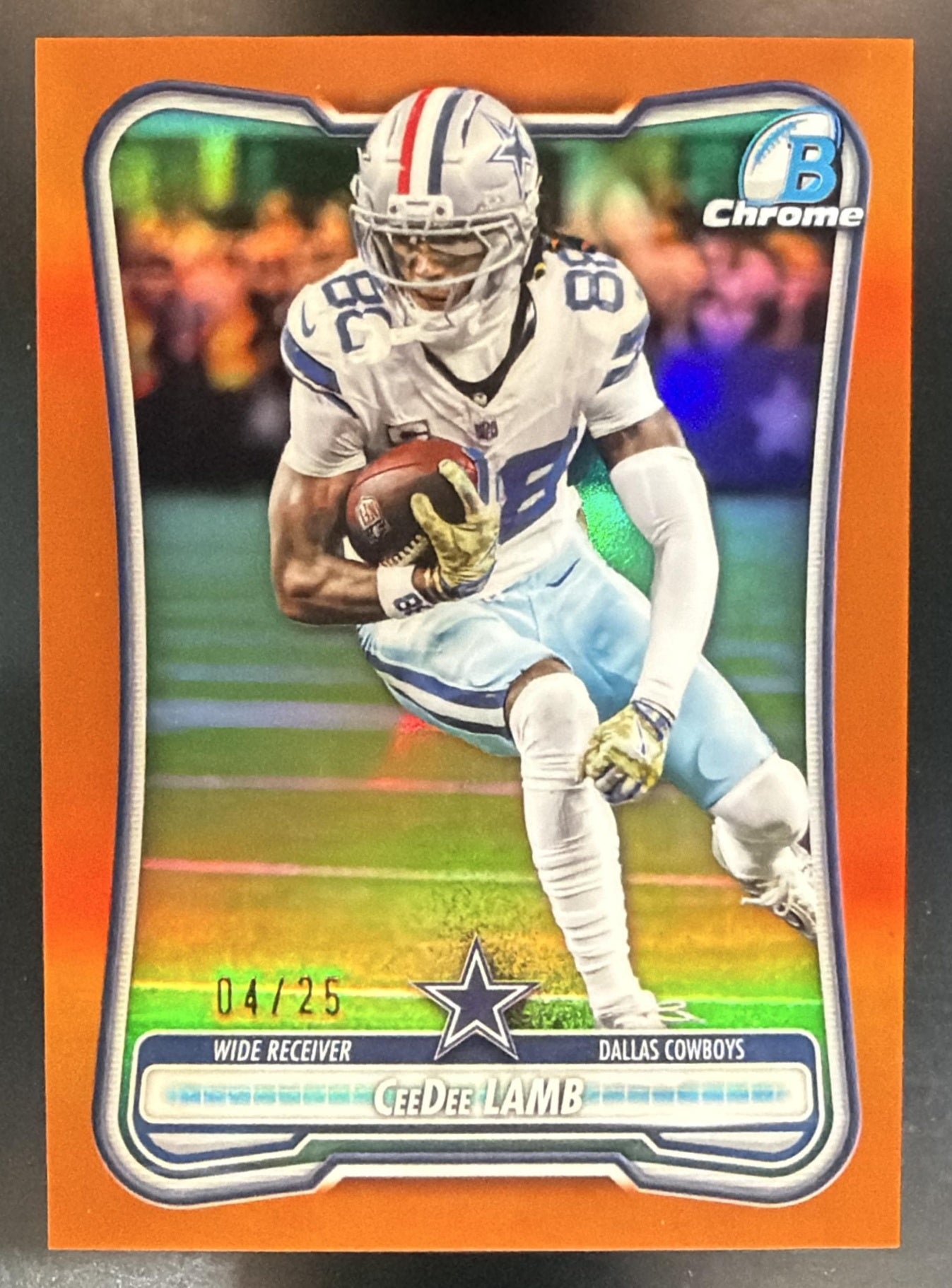 2026 Bowman CeeDee Lamb #BCV-27 Chrome NFL Orange Refractor 4/25 Cowboys — front