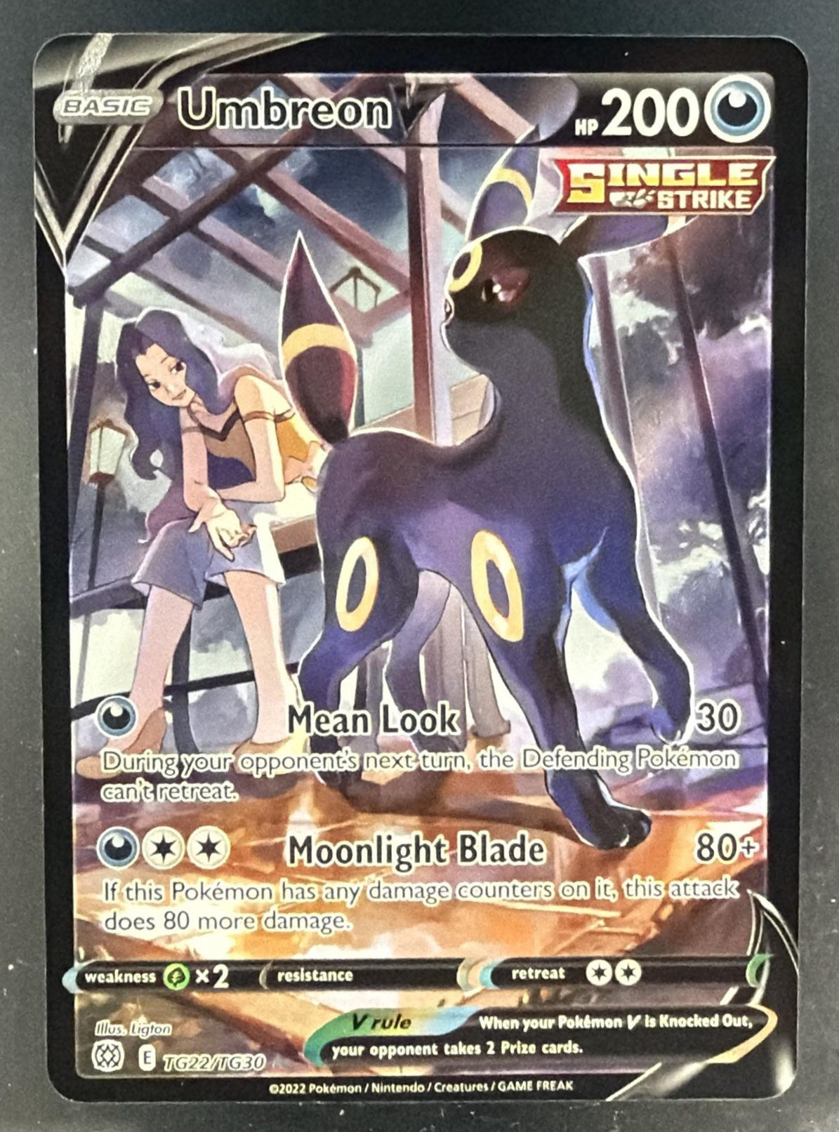 2022 Pokemon Sword & Shield Brilliant Stars Umbreon V #TG22/TG30 Trainer Gallery — front