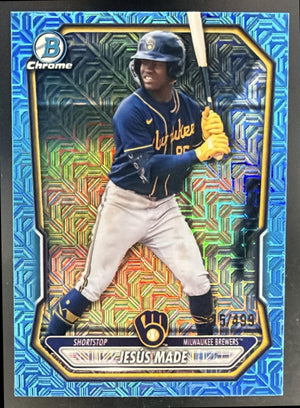 2026 Bowman Mega Box Jesus Made Chrome Prospects Sky Blue Mojo Refractor /499
