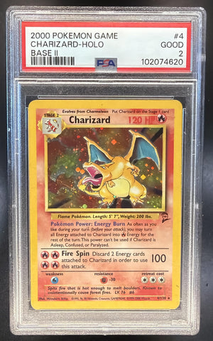 2000 Pokemon Base Set 2 Charizard #4/130 Holo PSA 2