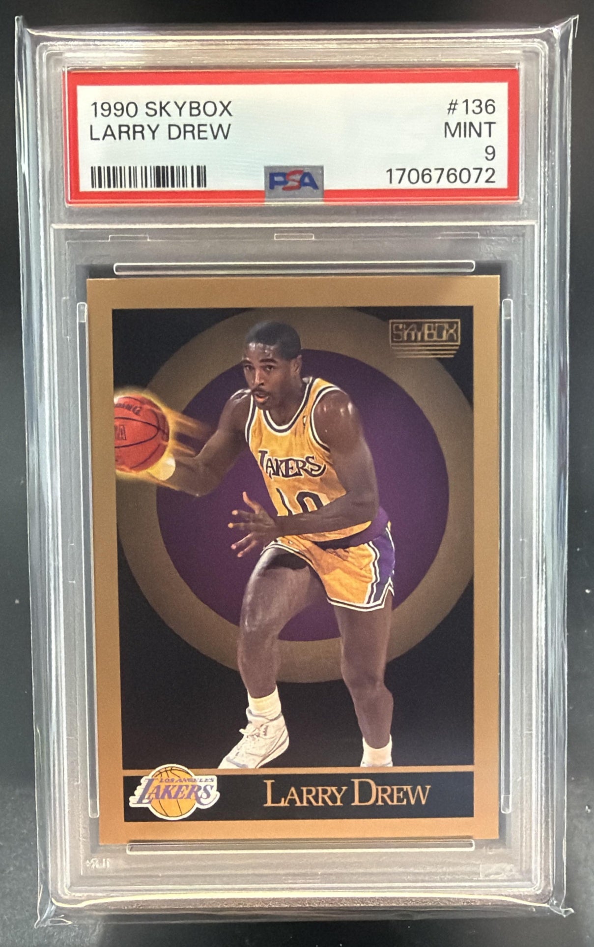 1990-91 Skybox Larry Drew #136 Lakers PSA 9 — front