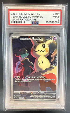 2026 Pokemon Ascended Heroes Team Rocket's Mimikyu Illustration Rare PSA 9