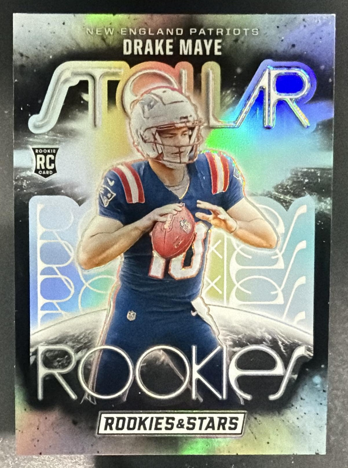 2024 Panini Rookies & Stars Drake Maye #SR-DME Stellar Silver RC Patriots — front
