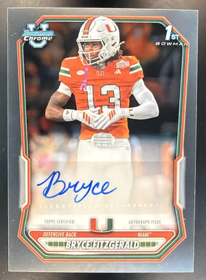 2026 Bowman Bryce Fitzgerald #BCPA-BF Chrome Auto 1st Prospect Hurricanes