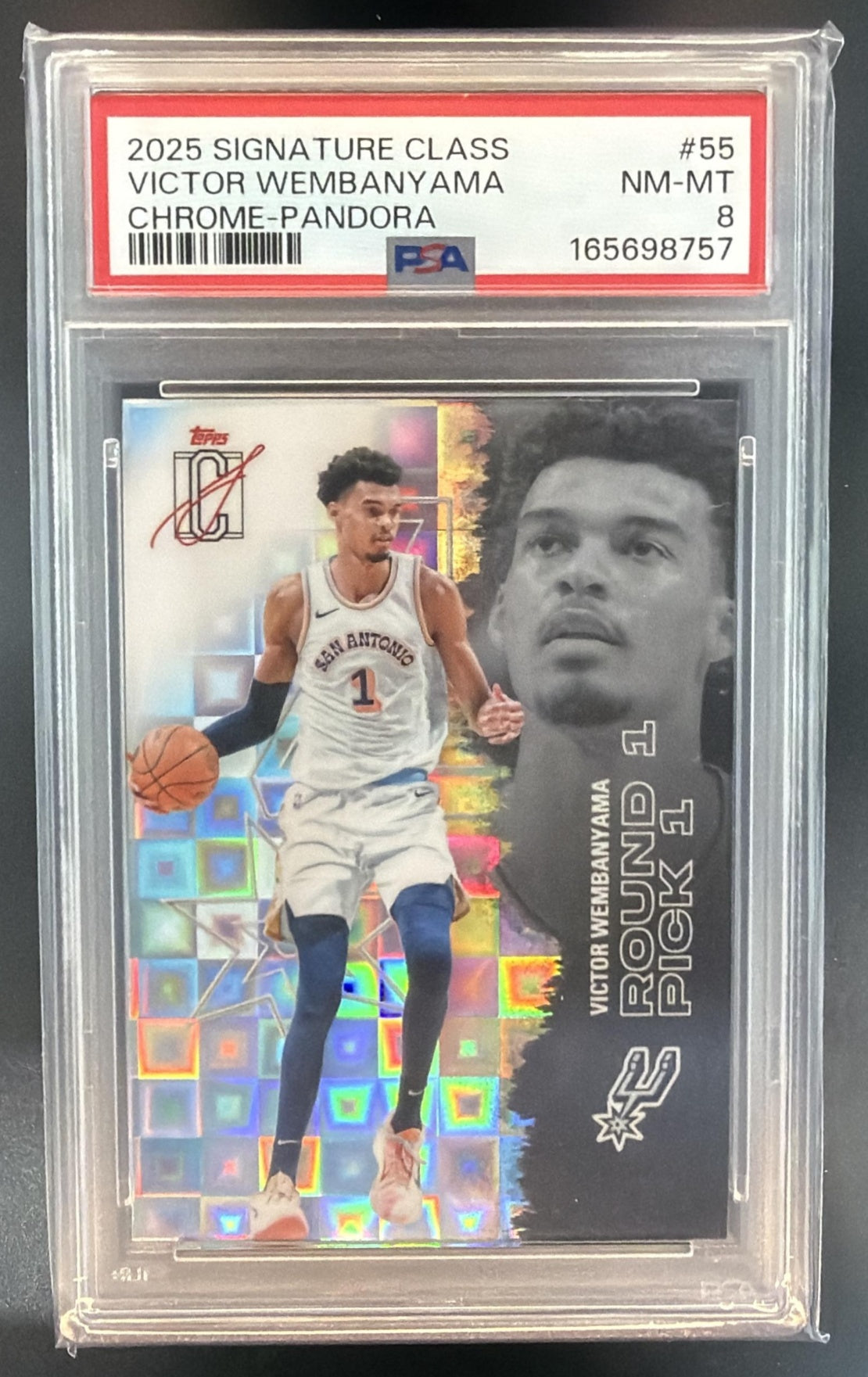 2025 Topps Signature Class Victor Wembanyama #55 Chrome Pandora Refractor PSA 8 — front