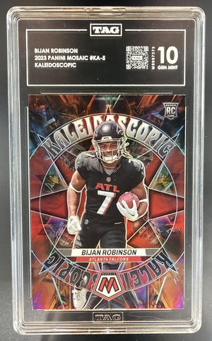 2023 Panini Mosaic Bijan Robinson #KA-5 Kaleidoscopic RC Falcons TAG 10