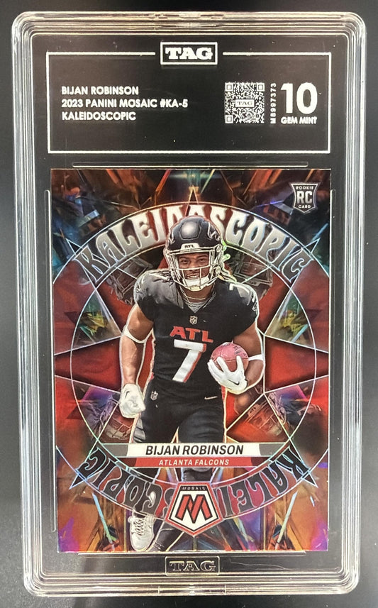 2023 Panini Mosaic Bijan Robinson #KA-5 Kaleidoscopic RC Falcons TAG 10 — front