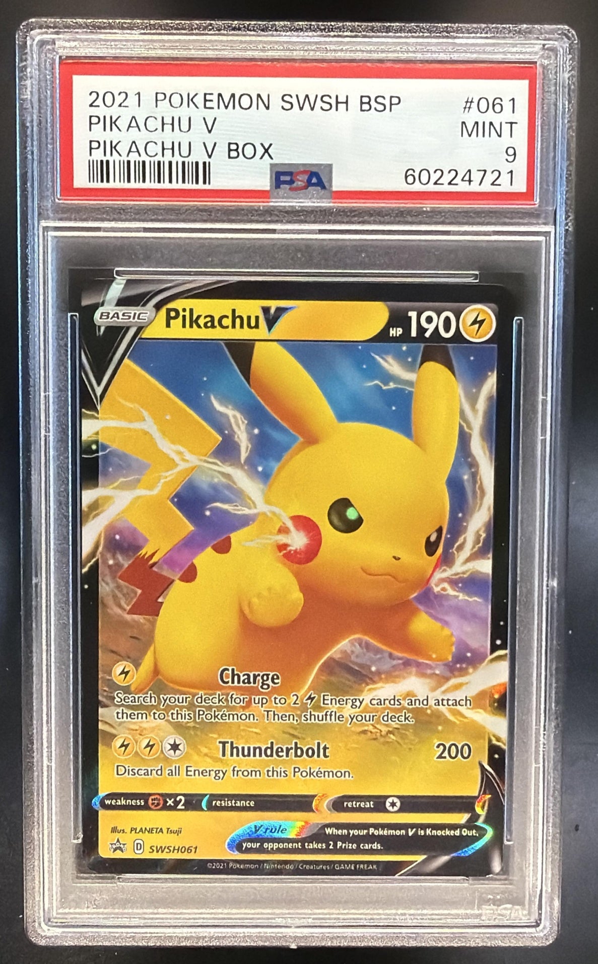 Pokemon Sword & Shield Black Star Promos Pikachu V #SWSH061 2020 PSA 9 — front