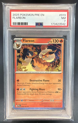 2025 Pokemon Prismatic Evolutions Flareon #013/131 PSA 7