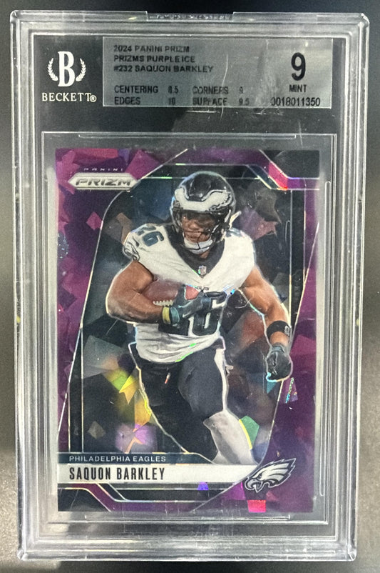 2024 Panini Prizm Saquon Barkley #232 Purple Ice 39/225 Eagles BGS 9 — front