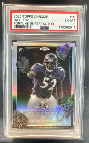 2025 Topps Chrome Ray Lewis #F15-31 Fortune 15 Refractor Ravens PSA 6