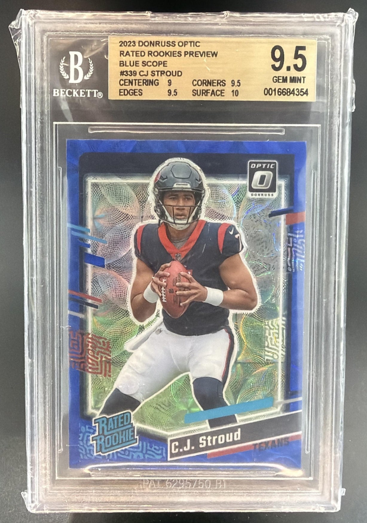 2023 Panini Donruss C.J. Stroud Optic Rated Rookie Preview Blue Scope RC BGS 9.5 — front