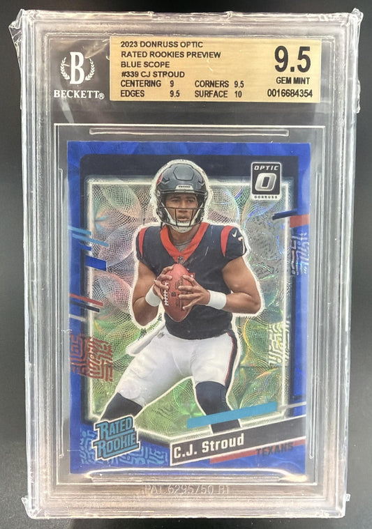 2023 Panini Donruss C.J. Stroud Optic Rated Rookie Preview Blue Scope RC BGS 9.5 — front